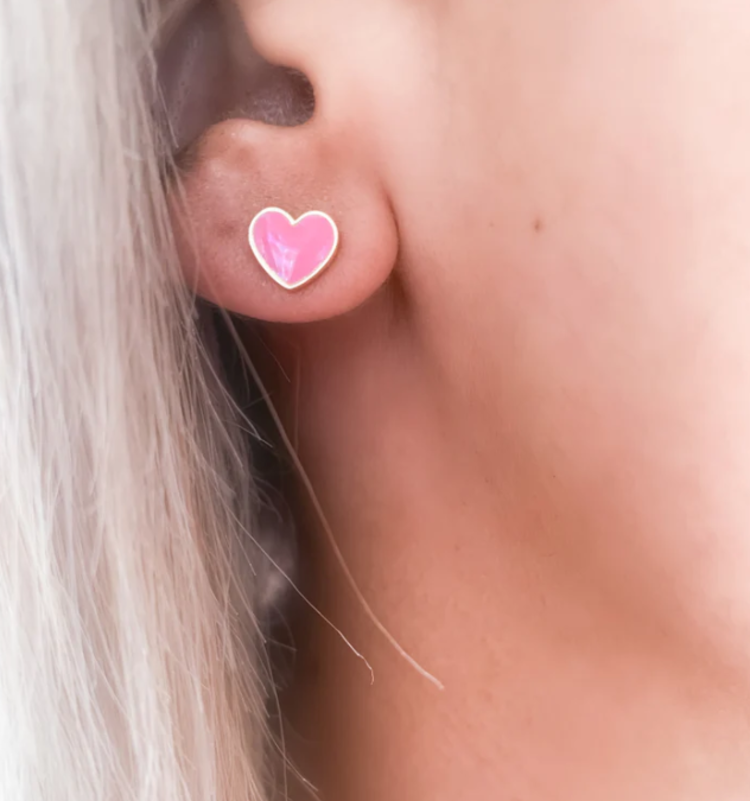 Mini Enamel Heart Studs