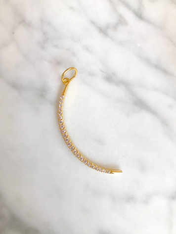 18K Yellow Gold Vermeil Luna Charm w/Clear Crystals