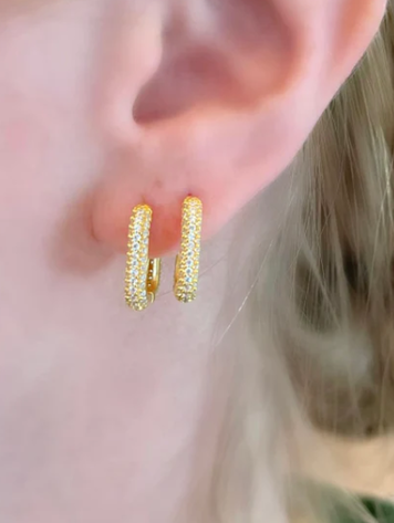 Square Crystal Huggie Hoops