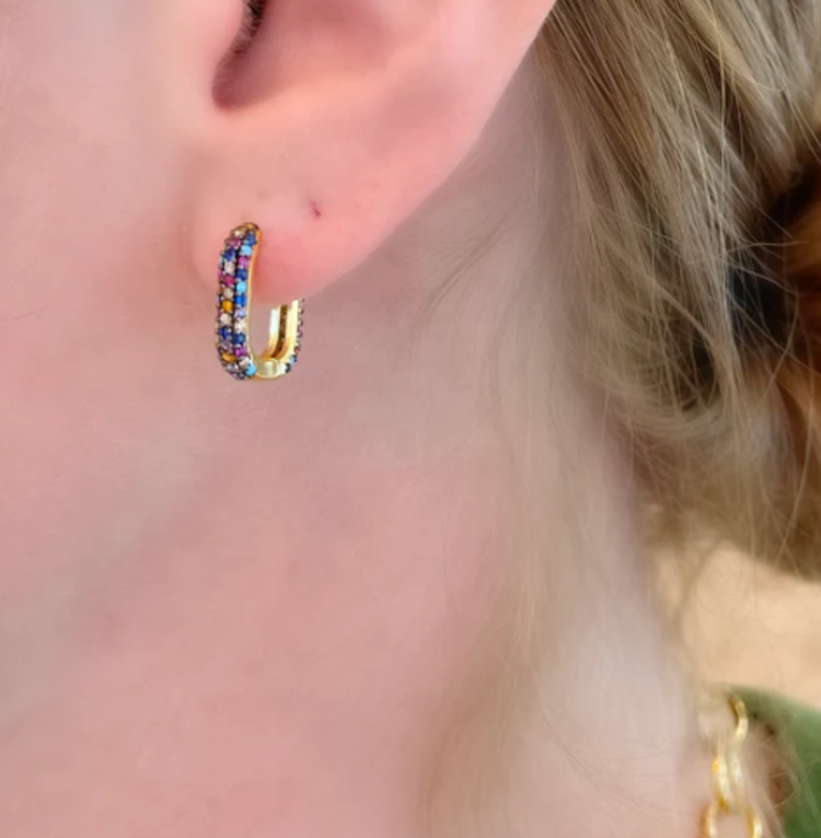 Square Crystal Huggie Hoops