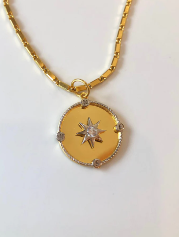 18K Yellow Gold Vermeil Compass Charm