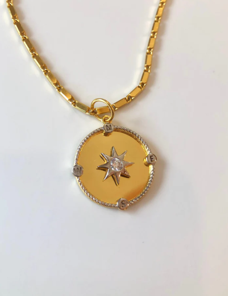 18K Yellow Gold Vermeil Compass Charm