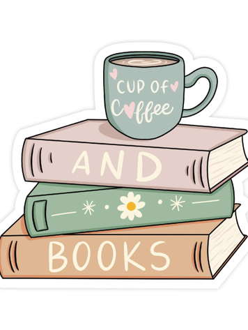Cup of Coffee and Books Sticker