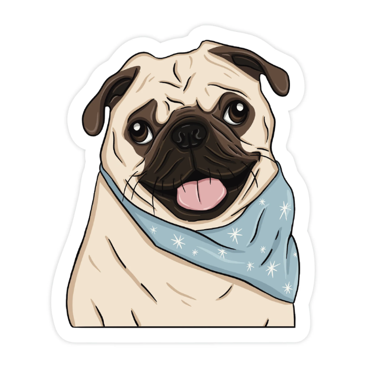 Charlie the Pug Scarf  Sticker