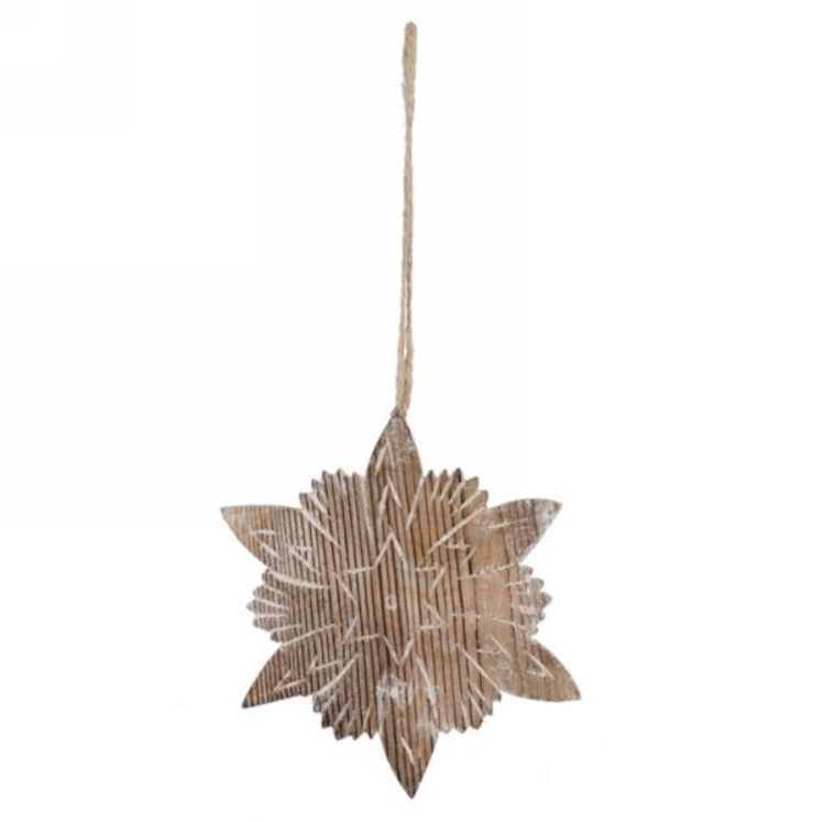 Natural Wooden Snowflake Ornament