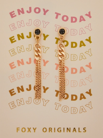 Black Stone Stud w/Dangle