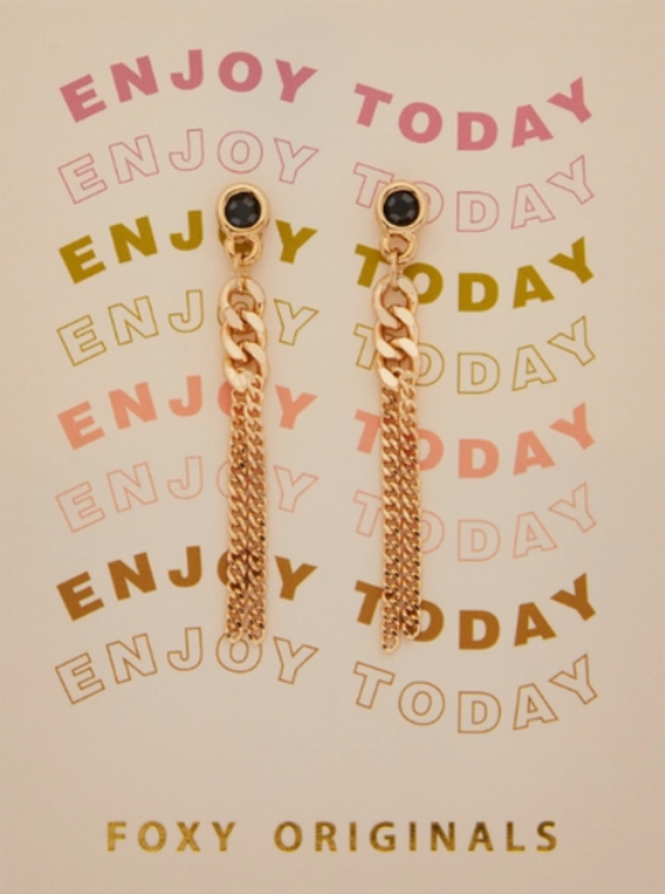 Black Stone Stud w/Dangle