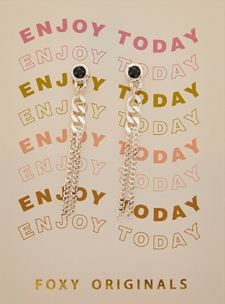 Black Stone Stud w/Dangle