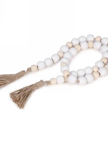 White & Cream Beads with Tassels