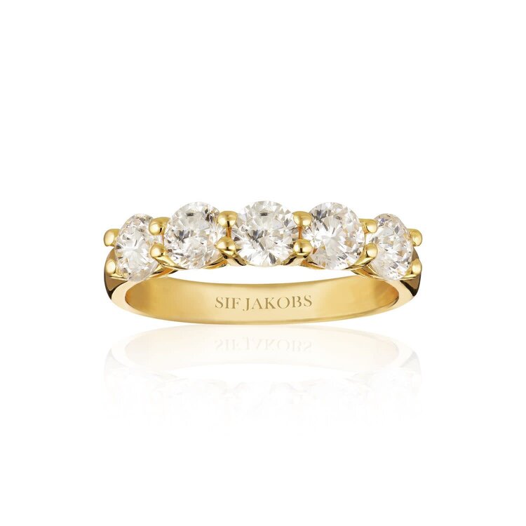 Belluno Uno Ring Yellow Gold with Clear Cubic Zirconia