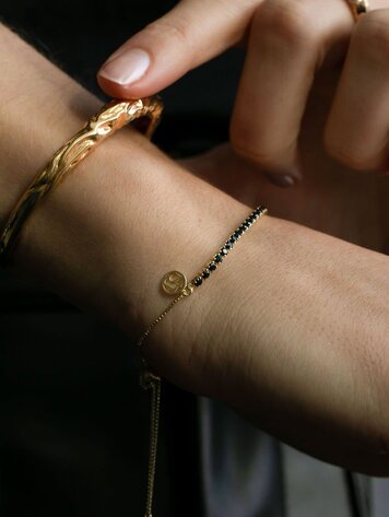 Ellera Tennis Bracelet Yellow Gold with Black Cubic Zirconia