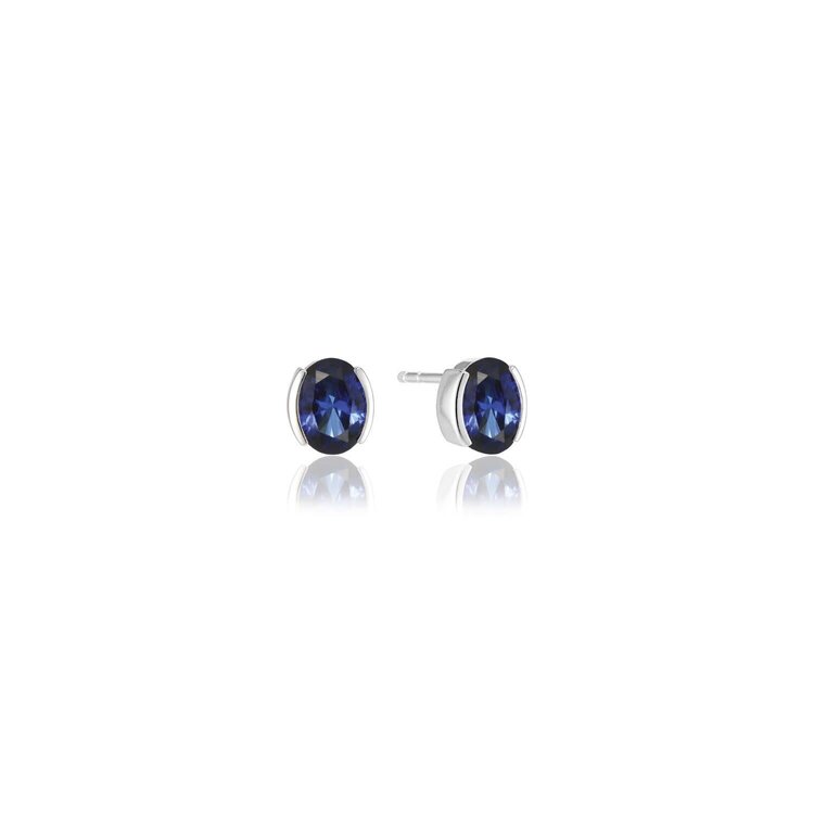 Ellisse Carezza Earrings Sterling Silver with Blue Cubic Zirconia