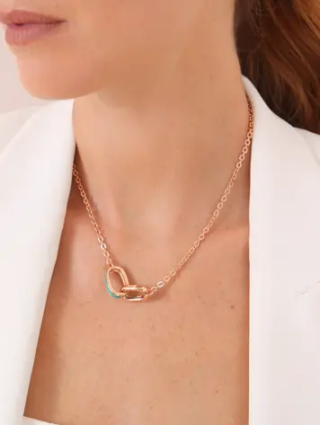 Rolo Chain Necklace with Enamelled Oval Links Pendant