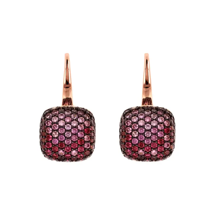 Square Pendant Earrings with Pavé