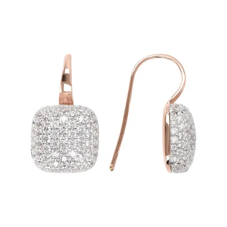 Square Pendant Earrings with Pavé