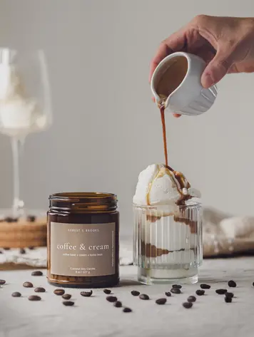 Coffee & Cream Wooden Wick Candle