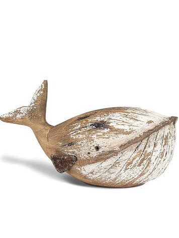 Medium White Carved Whale