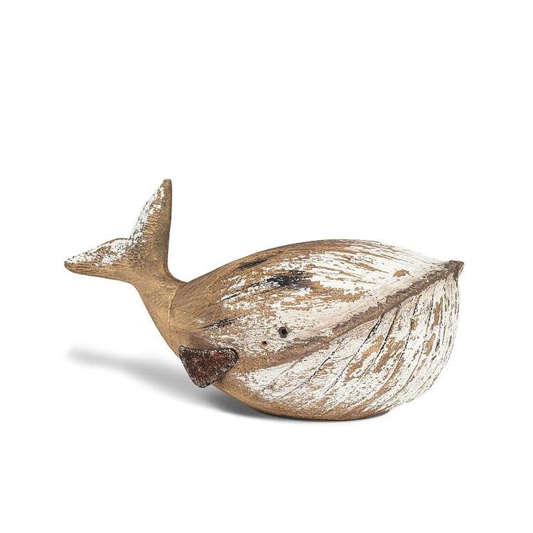 Medium White Carved Whale