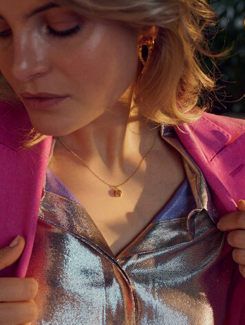 Ellisse Carezza Necklace Yellow Gold with Champagne