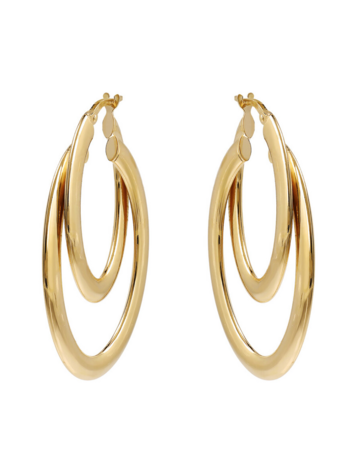 Two Strands Oval Hoop Earrings