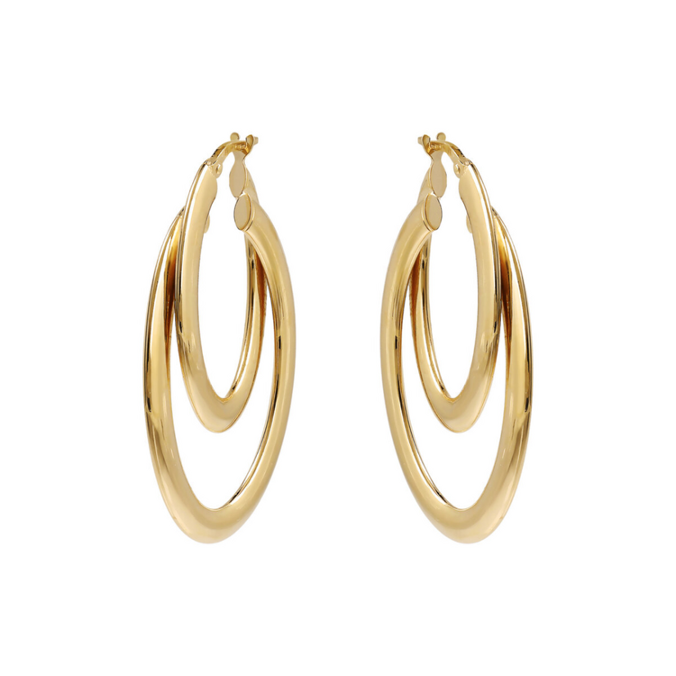 Two Strands Oval Hoop Earrings