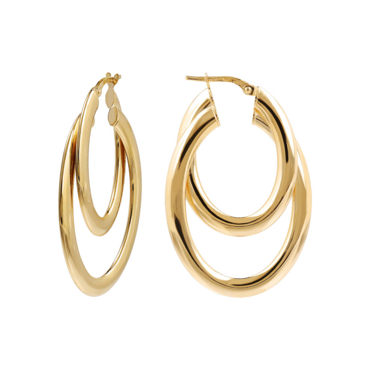 Two Strands Oval Hoop Earrings