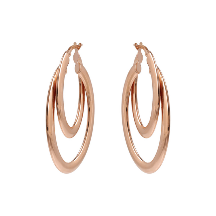 Two Strands Oval Hoop Earrings