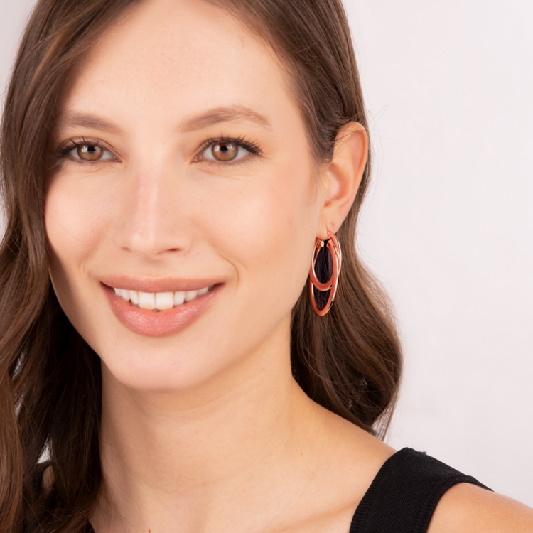 Two Strands Oval Hoop Earrings