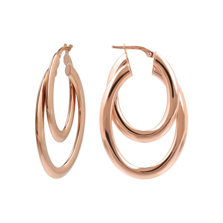 Two Strands Oval Hoop Earrings
