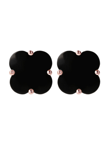 Black Onyx Pearl Flower Studs