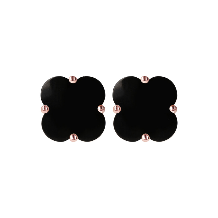 Black Onyx Pearl Flower Studs