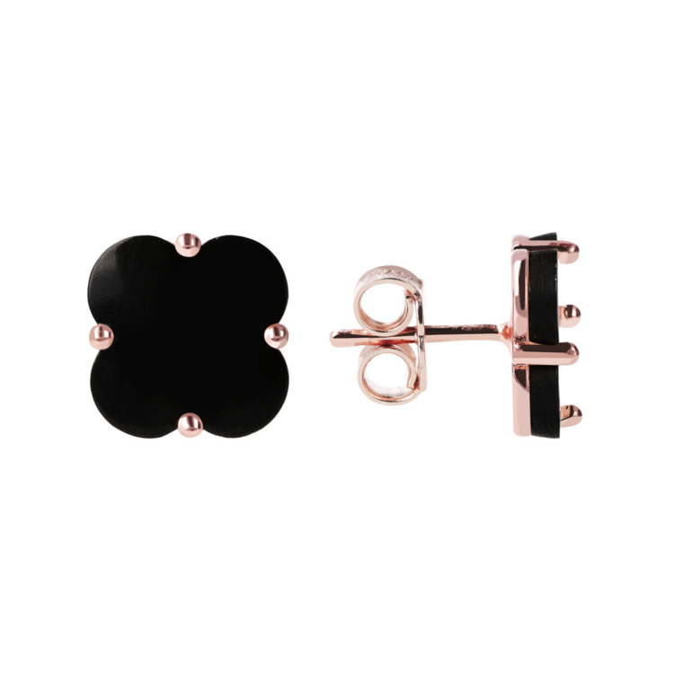 Black Onyx Pearl Flower Studs