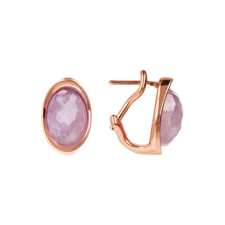 Lobe Earrings with Oval Natural Stone