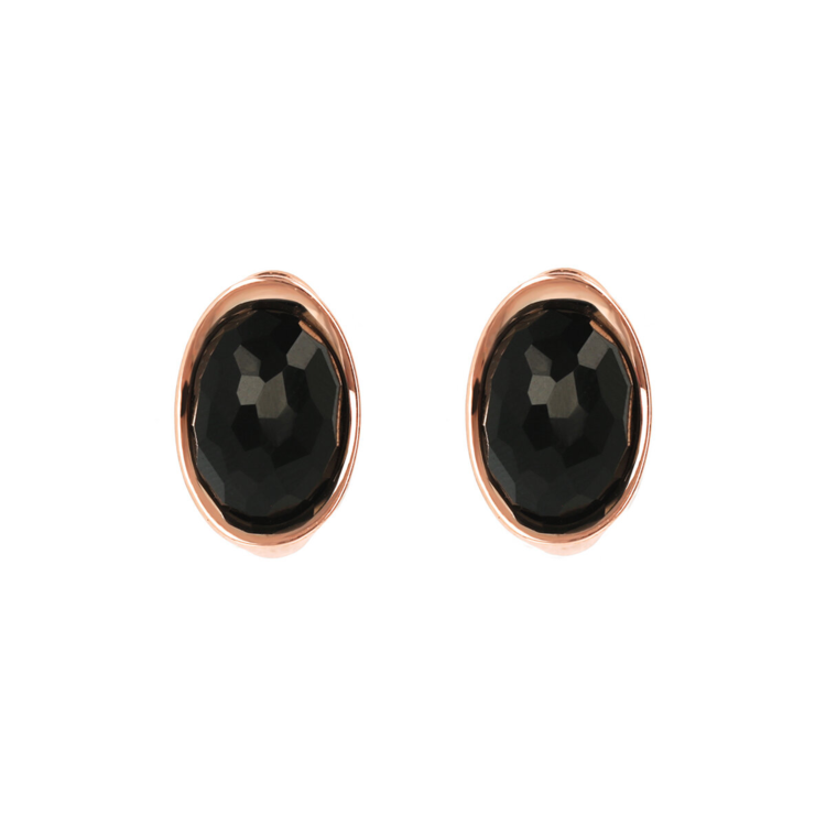 Lobe Earrings with Oval Natural Stone