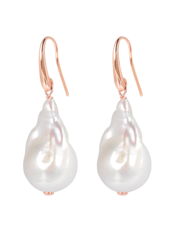 Drop Earrings with White Freshwater Cultured Baroque Pearls