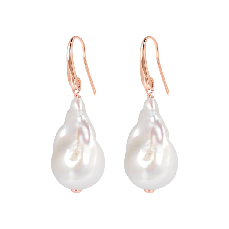 Drop Earrings with White Freshwater Cultured Baroque Pearls