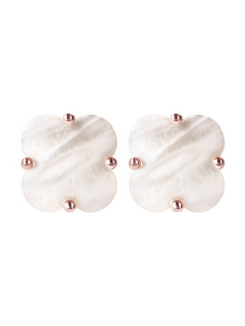 White Mother of Pearl Flower Studs