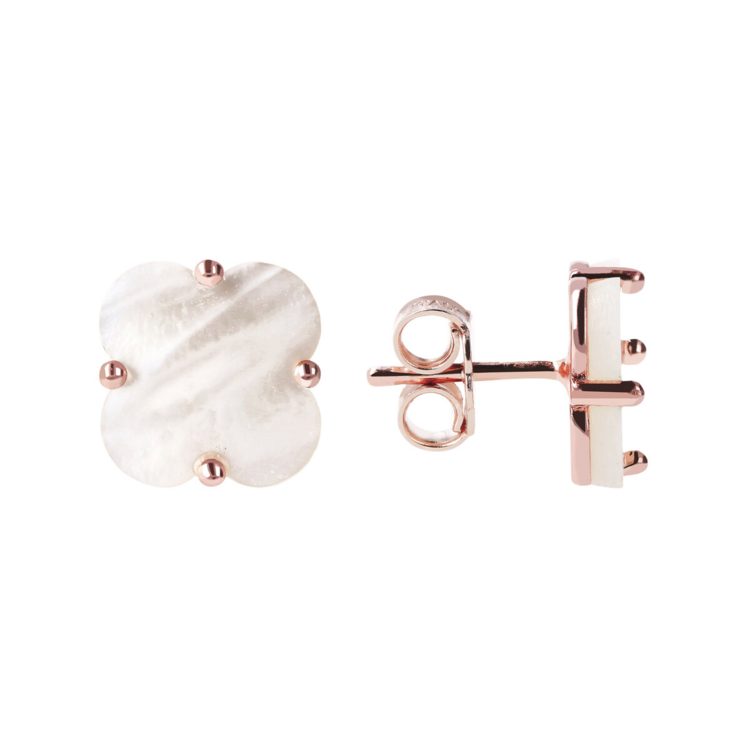 White Mother of Pearl Flower Studs