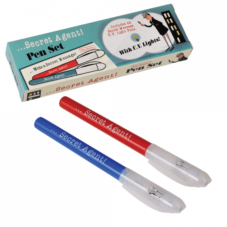 Secret Agent Invisible Ink Spy Pens (Set Of 2)