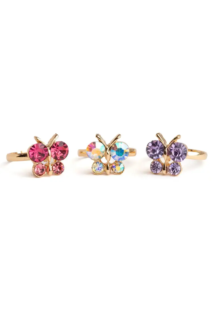 Butterfly Gem Rings Set