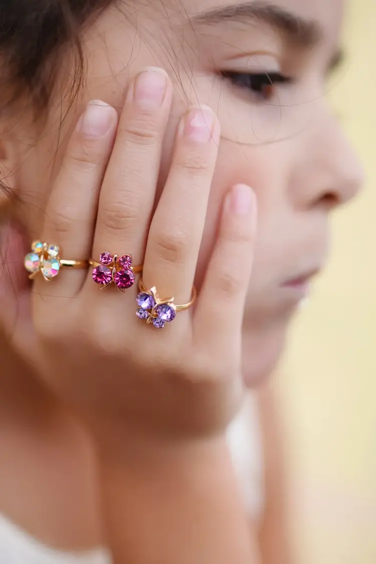 Butterfly Gem Rings Set