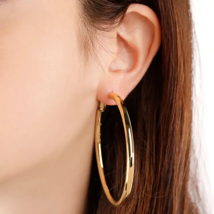 Big Hoop Earrings Yellow Gold