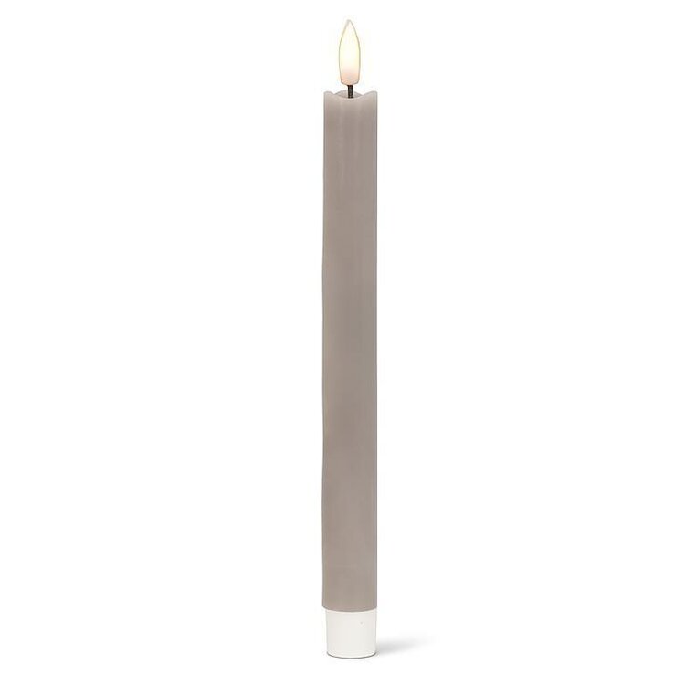 Grey LED Taper Candle set of 2