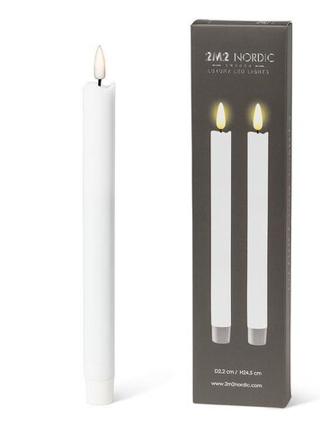 White LED Taper Candle set of 2