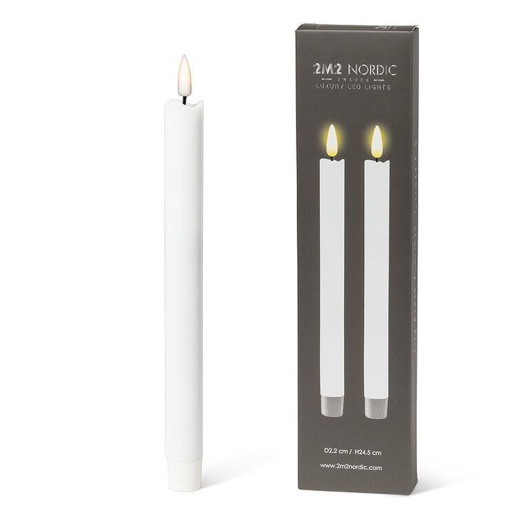 White LED Taper Candle set of 2