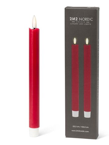 Red LED Taper Candle set of 2