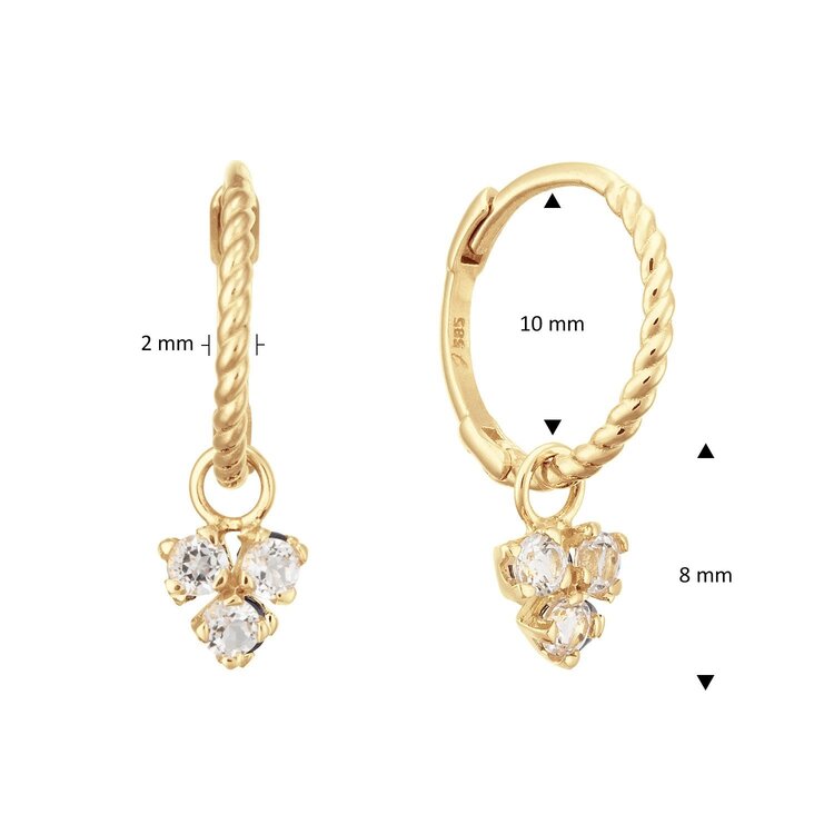 Triangle White Topaz Hoops
