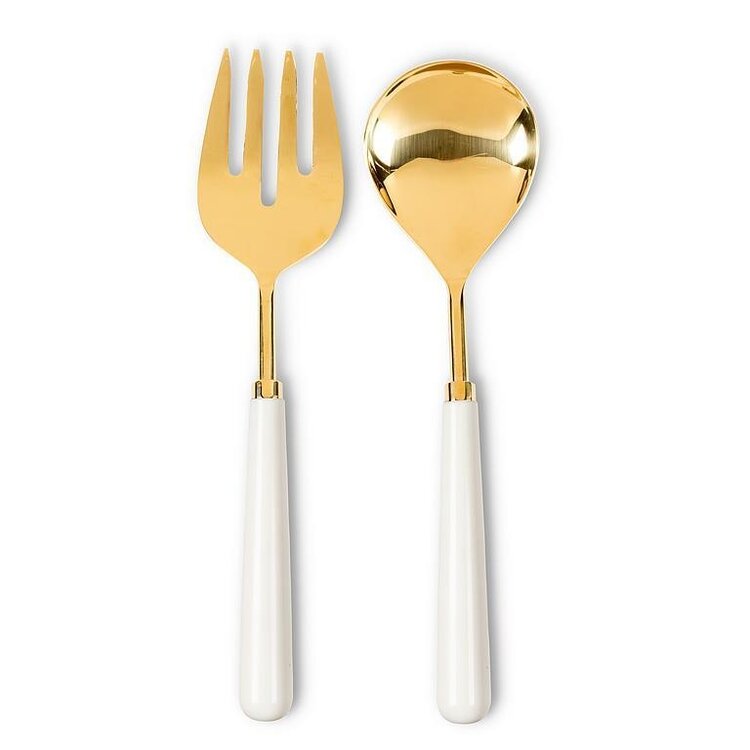 Classic Handle Salad Servers Ivory/Gold