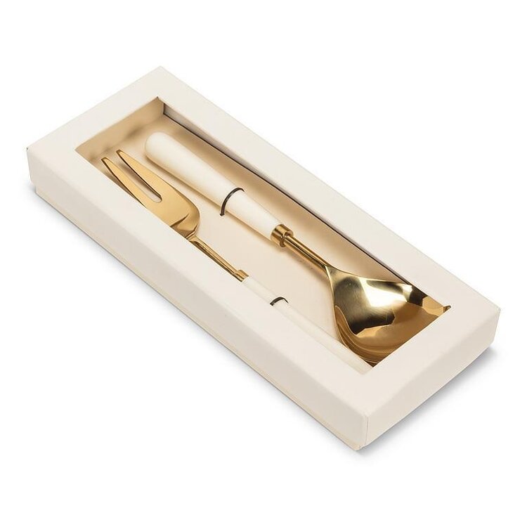 Classic Handle Salad Servers Ivory/Gold