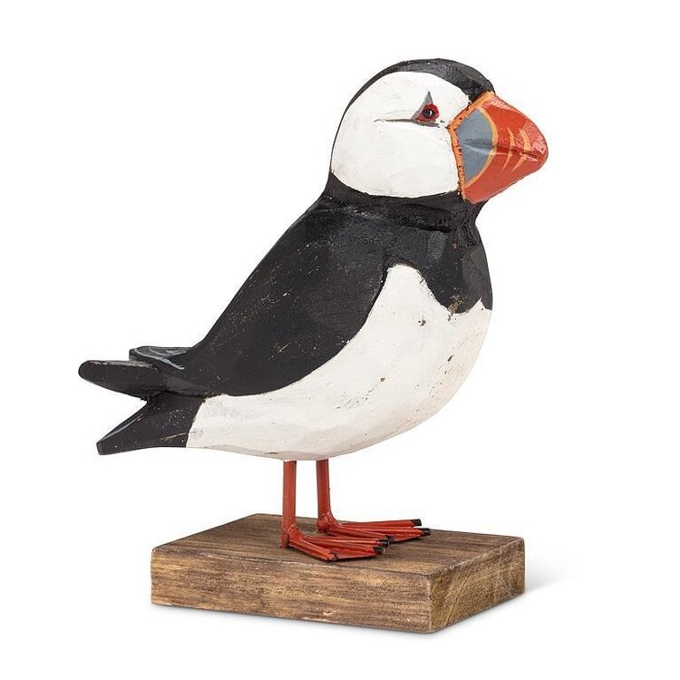 Medium Carved Puffin on Base
